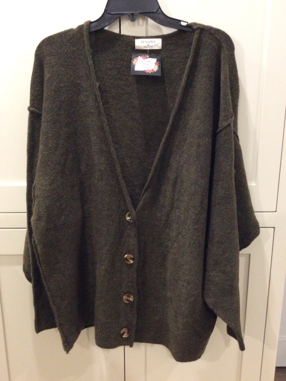 Zenana Outfitters Olive Green Button-Front Cardigan Sweater